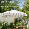 Sombrilla de sol puntiaguda para exteriores al por mayor transfronteriza sombrilla tipo pagoda poste central sombrilla de aleación de aluminio sombrilla de ocio sombrilla de palacio con borla