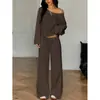 Comercio exterior transfronterizo, estilo europeo y americano, top sexy y casual de una manga o sin hombros con mangas largas, conjunto de pantalones anchos hasta el suelo para mujer
