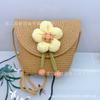 Bolsa de Concha Hecha a Mano con Flores de Dibujos Animados Transfronteriza, Bolsa Tejida de Girasol para Niños, Bolso de Paja Casual para Hombro de Viaje