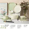 Jingdezhen Louças e Pratos com Esmalte Subcamada Estilo Creme Conjunto de Tigelas e Pratos de Cerâmica Domésticos Presentes de Inauguração Louças Novas