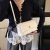 Bolsa de Ombro Feminina de Alta Qualidade com Padrão Lichia Retrô 2025 Nova Simples para o Dia a Dia Moda Versátil Pequena Quadrada