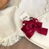 Clip para el Cabello, Goma para el Cabello, Pasador, Diadema de Terciopelo Rojo de Invierno de Gama Alta con Lazo de Pompón para Niños