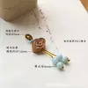 Lótus de madeira de pêssego, flor de ameixeira e sino, pequenos enfeites pendentes, esculturas em madeira feitas à mão, acessórios decorativos, pingentes DIY