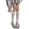 Calcetines LuolitaJK con Lazo Calcetines de Malla Japonesa Calcetines Apilables Calcetines para la Espinilla de Mujer Encaje Calcetines Largos Ultradelgados