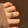 Anillo de Calabaza de Jade Aguamarina Azul Glaciar Transparente Hielo Color Fuerte Retención de Color Oro Real 24K Electrochapado para Mujer Exquisito Anillo de Alto Valor