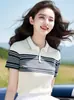 Nueva Camisa Polo Juvenil de Verano, Elegante y Hermosa para Mujer, Diseño Único con Acabado de Alta Gama, Tendencia de Camiseta de Manga Corta con Bloques de Color