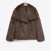 Exportación Transfronteriza Ropa de Mujer Otoño e Invierno 2025 Estilo Europeo y Americano Solapa Manga Larga Piel Artificial Gruesa Chaqueta para Mujer F71107