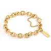 HF Pulsera para Hombre Ins Estilo Frío Cadena Redonda Dorada Cadena O Acero Inoxidable Electrochapado al Vacío Oro de 14K Todo Fósforo Acero de Titanio