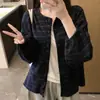 Chaqueta cárdigan K2719 estilo retro perezoso con bloques de color a rayas y mangas de farol para mujer, top casual holgado de manga larga para otoño e invierno