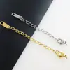 Corrente de extensão de aço inoxidável com banho de ouro a vácuo, 5cm, corrente de cauda com peça final, marca na cauda, acessórios para joias DIY