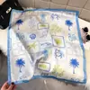 Pañuelo de Seda con Estampado Dopamina Fresco de Verano 2026 para Mujer Nuevo Estilo Tropical Oceánico Europeo y Americano Pañuelo Decorativo Versátil