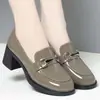 2026 Primavera/Verano Nuevos Zapatos Casuales de Moda de Comercio Exterior para Mujer Versátiles Zapatos de Charol Piel Tacón Grueso Zapatos para Mujer Estilo Mujer Transfronterizo