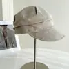 Chapéu Equestre Ecológico de Mistura de Linho com Fibra Reciclada para Mulheres, Chapéu Newsboy para Primavera e Verão, Chapéu de Cavaleiro Artístico Pregueado, Chapéu da Moda