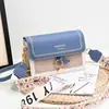 Bolsa Feminina Color Block com Alça Dupla 2025 Estilo Coreano Casual Ombro Único Transversal Alça Larga Bolsa Quadrada Pequena Color-Blocking Versátil