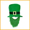 Chapéu de Festa Irlandês Chapéu de Trevo para o Dia de São Patrício com Barba Chapéu Alto Irlandês Chapéu Alto para Performance