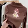 Camiseta de Manga Larga de Cuello Alto para Niña Estilosa Ropa de Otoño/Invierno Infantil De Rong Capa Base Cálida Top Versátil con Volantes