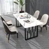 Mesa de Jantar e Cadeiras em Rocha Combinação Elegante para Apartamento Pequeno Mesa Moderna Simples Mesa Retangular de Mármore Nórdico Celeb da Internet