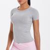 Nueva Camiseta Deportiva de Manga Corta con Cuello Redondo para Mujer Transfronteriza Top para Correr y Fitness Amigable con la Piel Ajustado Transpirable Yoga Manga Corta