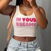 Moda europeia e americana gola aberta estampada letra colete pequeno letra em relevo estampada moda feminina