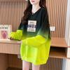 Sentido del Diseño Color Dopamina Sizzy Suéter Holgado para Mujer Estilo Simple Estilo Occidental Grafiti Largo Medio Corte Slim Look Top de Moda