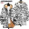 Chaqueta Transfronteriza de Estilo Nuevo con Patrones Multicolor, 13 Elementos, Cremallera, Cárdigan con Capucha, Abrigo de Algodón Polar Engrosado de Invierno con Forro Amarillo