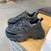 Zapatillas de plataforma de calle con cordones toscos para mujer, malla transpirable, nuevas de Primavera y Otoño 2023, negras, versátiles, casuales, moda ins