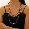 Collar Asimétrico de Cristales y Perlas Estilo Retro Otoño e Invierno Apilable Étnico Diseño de Nicho Cadena para Suéter para Mujer
