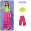 Roupas de Performance de Hip-Hop Street Dance Infantil Roupas da Moda Fantasias de Jazz para Meninas Série de Cores Dopamina Cropped Roupa de Dança
