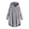 Ebay2026 Invierno Nueva Moda para Mujer Estilo Europeo y Americano Top de Felpa Sin Botones Laterales, Chaqueta de Color Sólido de Marca Irregular de Moda