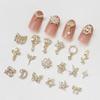 Geométrico doce adesivos de unhas com pendurado de cobre afiação micro-set zircão decoração de unhas diy acessórios feitos à mão