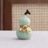 Colgante de Calabaza de Cerámica, Calabaza Atrae Fortuna Estilo Chino Feng Shui, Adorno para Mascota de Té, Decoración para el Hogar Colgante Regalo