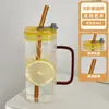Venta al por mayor del fabricante Cuadrado de Vidrio con Tapa de Silicona Taza con Popote de Vidrio de Borosilicato Alto Taza para Bebidas Jugos Gran Capacidad