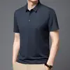 Polo Masculino para Negócios Cor Sólida Gola Quadrada Manga Curta Primavera e Verão Estilo Coreano Casual Moda Jovem Top Masculino Estiloso