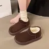 Botas de Neve de Cano Médio com Solado Grosso Femininas 2026 Inverno Acolchoado com Veludo Espesso Sapatos de Algodão Quentes Birkenstock Sapatos de Algodão Retrô Femininos