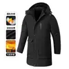 Comercio Exterior Invierno Nueva Llegada Chaqueta de Algodón de Longitud Media para Hombre con Capucha Desmontable para Papás de Mediana Edad y Mayores Ropa de Algodón Cálida Casual de Negocios