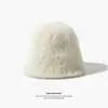 Sombrero de Imitación de Piel de Conejo Original para Mujer Otoño e Invierno Combinación Perfecta Moda Sombrero de Pescador de Felpa Tamaño Grande para Cabeza Cara Pequeña Cubeta