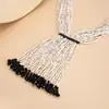 Collares de Cadena de Cuentas de Arroz Multicapa Estilo Étnico Transfronterizo Europeo y Americano, Collar de Accesorios para Ropa con Borla en Forma de Y Tejido Personalizado