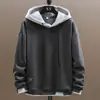 Sudadera con capucha para hombre, primavera y otoño, fina, holgada, marca de moda, chaqueta de dos piezas falsa, ropa casual de moda para hombre, moderna