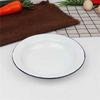 Plato esmaltado con citas nostálgicas al por mayor, plato para olla caliente, plato para sopa, plato de arroz redondo antiguo, forro grande retro