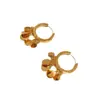 Pendientes de Disco Geométrico Simple de Acero de Titanio con Lentejuelas Doradas de 18K de Dongdaemun Jewelry, Corea del Sur