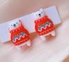 Pendientes de clip para orejas sin agujeros para niñas, aretes falsos navideños para niñas, aretes de princesas con dibujos animados