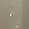 Colar de Pérolas com Pingente de Borla de Tulipa Feminino Estilo Floresta Super Fada Corrente para Clavícula Moda Elegante Acessórios Versáteis Tendência