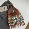 Bolso Tejido de Estilo Casual para Mujer, Nuevo Bolso de Hombro Color Block para Vacaciones Verano 2026, Bolso Tote de Gran Capacidad para el Trabajo