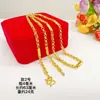Oro de Arena Vietnamita Nuevo Modelo Collar para Hombre de 4 mm Hueco con Patrón Cepillado Collar Joyería de Oro de Arena de Moda Venta al por Mayor