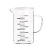 Taza medidora de vidrio de borosilicato al por mayor para hornear con asa, taza con escala, taza medidora de leche y jugo, vidrio transparente