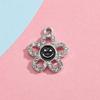 Colgante de Flor Cara Sonriente Goteo de Aceite Incrustado de Diamantes Flor de Cinco Pétalos Joyería de Aleación Pequeños Accesorios Colgante DIY Pulsera Materiales para Ropa