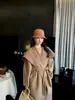 Abrigo de Lana Color Camel para Mujer, Ropa de Abrigo Estilo Francés Ajustada, Nuevo Estilo Perezoso, Longitud Media, Elegante y de Alta Gama, Temporada de Invierno, Solapa Grande