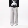 Pantalones rectos de pierna ancha con retazos para hombre, estilo Hong Kong, de moda para primavera y otoño, pantalones deportivos casuales holgados de talla grande para hombres de talla grande