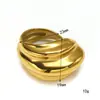Nuevo Anillo Abierto de Moda Europea y Americana con Rayas Multicapa y Forma de Gota para Mujer, Acero de Titanio Personalizado Chapado en Oro de 18K
