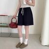 Shorts de Algodão Lavado Estilo Japonês para Mulheres Verão 2025 Cintura Alta Simples Elegante Algodão Puro Solto Casual Wide-Leg Shorts para Mulheres